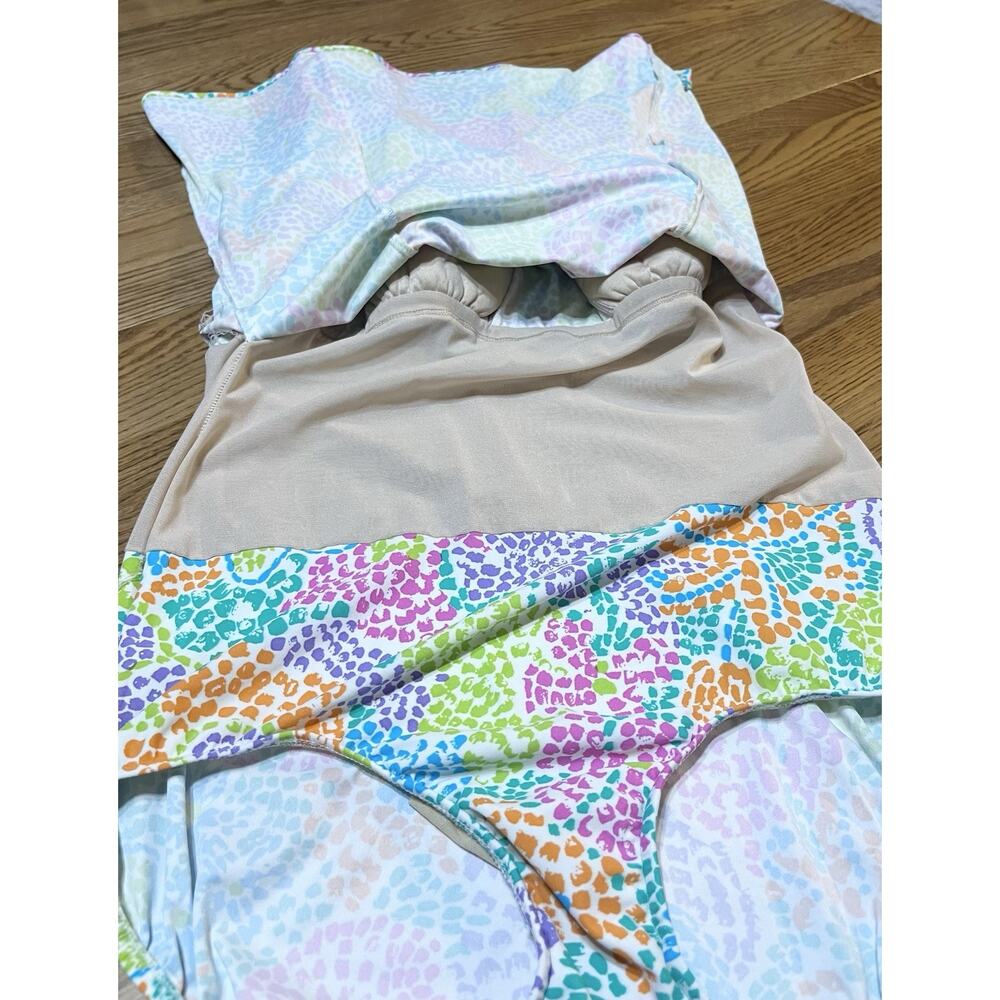 SEA WAVES Woman’s BATHING SUIT SZ 18 One Piece swimsuit White Colorful Modest - Picture 13 of 13